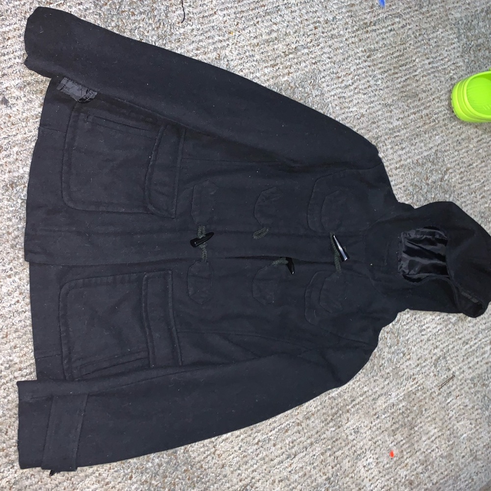 Black coat.